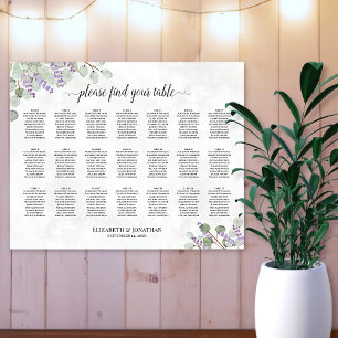 21 Tabelle Eukalyptus Lavendel Hochzeitskarte Poster