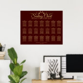 21 Tabelle Gold & Auburn Brown Hochzeitstabelle Poster (Heimbüro)