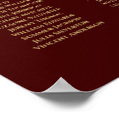 21 Tabelle Gold & Auburn Brown Hochzeitstabelle Poster (Ecke)