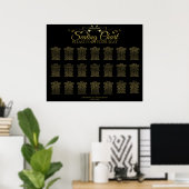 21 Tabelle Gold Geblüht Schwarze Hochzeitssortieru Poster (Heimbüro)