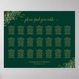 21 Tabelle Hochzeitskarte Smaragdgrünes Gold Poster