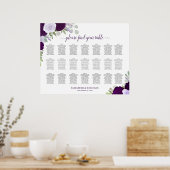 21 Tabelle Lila Boho Blumenzettel Poster (Küche)