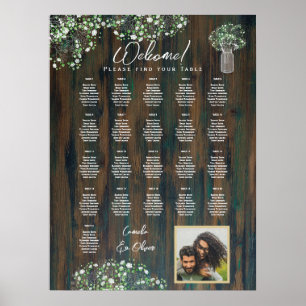 21 Tabelle Rustikales Holz Gypsophila FOTO SITZEND Poster