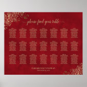 21 Table Gold Frills auf Red Wedding Seating Chart Poster (Vorne)
