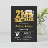 21 & THIRSTY-21ST BIRTHDAY INVITATION EINLADUNG (Stehend Vorderseite)