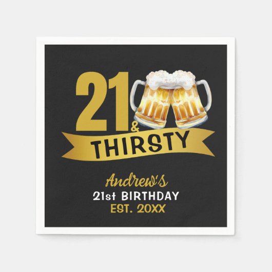 21 & THIRSTY-21ST BIRTHDAY INVITATION SERVIETTE (Vorderseite)