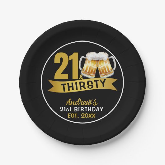 21 & THIRSTY-21ST BIRTHDAY PAPPTELLER (Vorderseite)