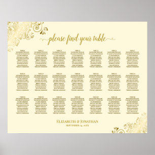 21 Tischdecken für Hochzeitsstühle Creme & Gold Fr Poster