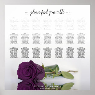 21 Tische Pflaume Lila Rose Hochzeits-Sitzordnung Poster