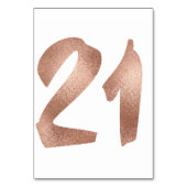 21 Tischnummern Weißes Metallisches Rosa Gold (Rückseite)