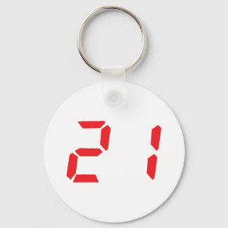 21 twenty-one red alarm clock digital number schlüsselanhänger