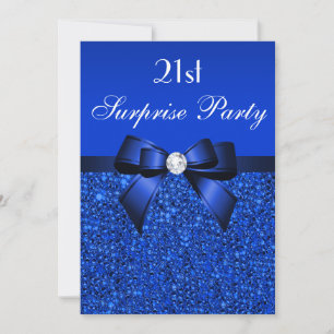 21. Überraschung Geburtstag Royal Blue Sequins und Einladung