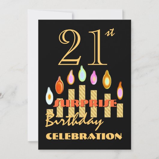 21. ÜBERRASCHUNG Geburtstags-Party-Goldkerzen Einladung (Vorderseite)