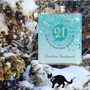 21. und Aquamarines Blue Glitzer & Drink Angebot Flachmann