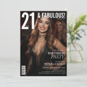 21. und Fabulous Magazine Cover 21. Geburtstag Einladung (Stehend Vorderseite)