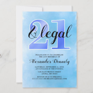 21 und "Legal Blue Invitation" Einladung