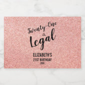 21 und Legal Blush Rose Glitzer Custom Mini Alkoholflaschenetikett (Einzelnes Label)