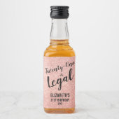 21 und Legal Blush Rose Glitzer Custom Mini Alkoholflaschenetikett (Vorderseite)