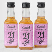 21 und Legal Pink Imitate Glitzer Custom Mini Alkoholflaschenetikett (Flaschen)