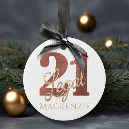 21 und legale White Rose Gold 21. Geburtstagsname Keramik Ornament