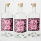 21 und Personalisierter Pink Black Leopard Alkoholflaschenetikett (Flaschen)