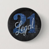 21 und Rechts | Blue 21. Birthday Chic Glitzer Button (Vorderseite)
