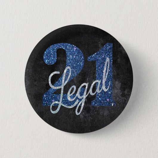 21 und Rechts | Blue 21. Birthday Chic Glitzer Button (Vorderseite)