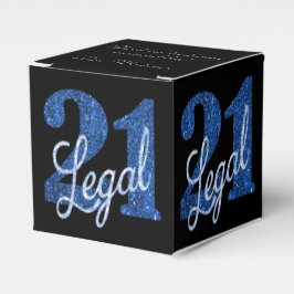 21 und Rechts | Blue Imitats Glitzer 21. Geburtsta Geschenkschachtel