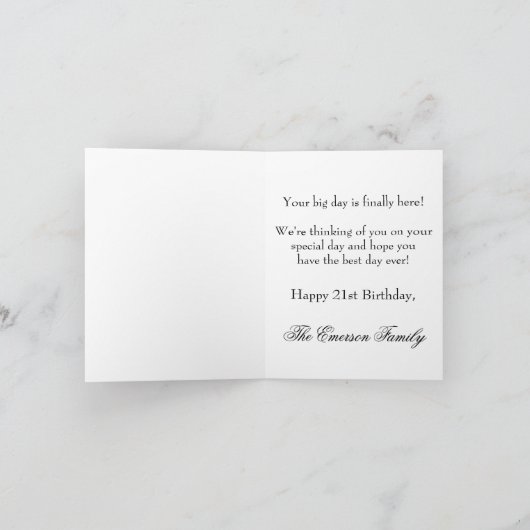 21 und Rechts | Blue Imitats Glitzer 21. Geburtsta Karte (Innenseite)