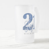 21 und Rechts | Blue Imitats Glitzer 21. Geburtsta Mattglas Bierglas (VorderseiteRechts)
