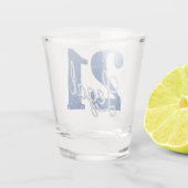 21 und Rechts | Blue Imitats Glitzer 21. Geburtsta Schnapsglas (Rückseite)