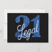 21 und Rechts | Blue Imitats Glitzer Foto Keepake Einladung (Rückseite)