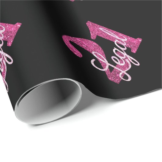 21 und Rechts | Fun Pink Imitate Glitzer 21. Gebur Geschenkpapier (Rolleneckpunkt)