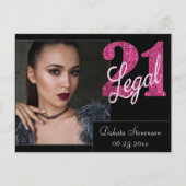 21 und Rechts | Fun Pink Imitate Glitzer 21. Gebur Postkarte (Vorderseite)