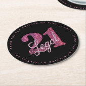 21 und Rechts | Fun Pink Imitate Glitzer 21. Gebur Runder Pappuntersetzer (Angewinkelt)