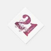 21 und Rechts | Fun Pink Imitate Glitzer 21. Gebur Serviette (Ecke)