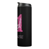 21 und Rechts | Fun Pink Imitate Glitzer 21. Gebur Thermosbecher (Nach rechts gedreht)