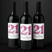 21 und Rechts | Fun Pink Imitate Glitzer 21. Gebur Weinetikett