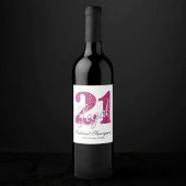 21 und Rechts | Fun Pink Imitate Glitzer 21. Gebur Weinetikett