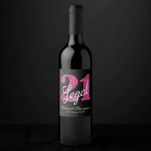 21 und Rechts | Fun Pink Imitate Glitzer 21. Gebur Weinetikett