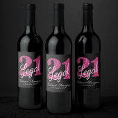 21 und Rechts | Fun Pink Imitate Glitzer 21. Gebur Weinetikett