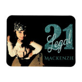 21 und Rechts | Green Imitats Glitzer 21. BDay Fot Magnet (Horizontal)