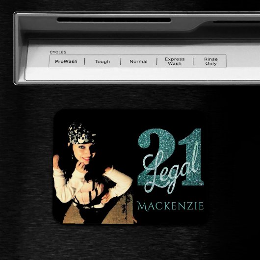 21 und Rechts | Green Imitats Glitzer 21. BDay Fot Magnet