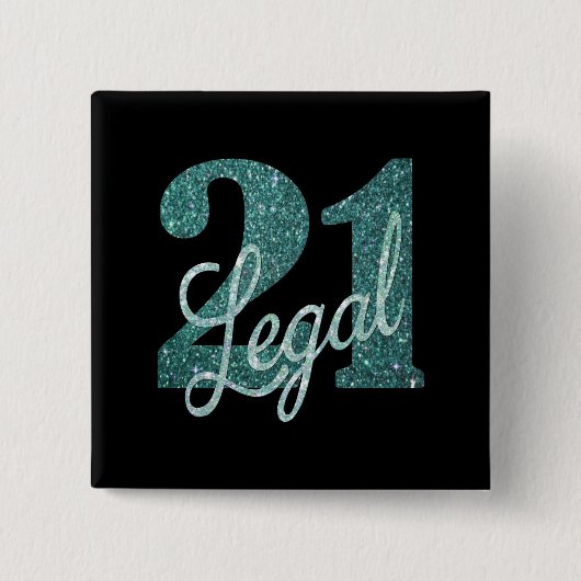 21 und Rechts | Grüne Imitate Glitzer 21. Geburtst Button (Vorderseite)