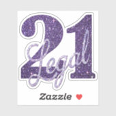21 und Rechts | Lila Imitate Glitzer 21. Geburtsta Aufkleber (Blatt)