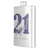 21 und Rechts | Lila Imitate Glitzer 21. Geburtsta Flachmann (Links)