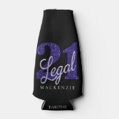 21 und Rechts | Lila Imitate Glitzer 21. Geburtsta Flaschenkühler (Vorderseite)