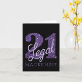 21 und Rechts | Lila Imitate Glitzer 21. Geburtsta Karte (Gelbe Blume)