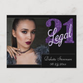 21 und Rechts | Lila Imitate Glitzer 21. Geburtsta Postkarte (Vorderseite)