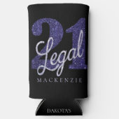 21 und Rechts | Lila Imitate Glitzer 21. Geburtsta Selters Dosenkühler (Vorderseite)